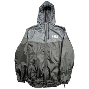 NBA Windbreaker Jacket Mens Small Black Grey Full Zip Hooded Basketball